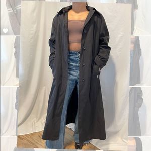 Black trench coat with hood